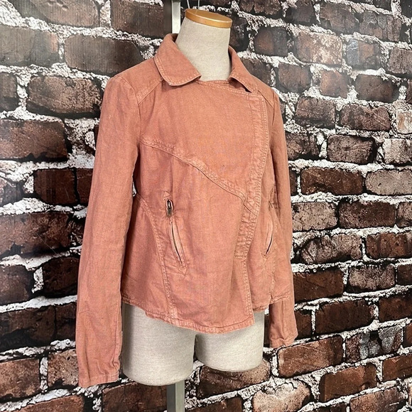 Free People Jacket Linen Orange Size X Small XS - Picture 7 of 16